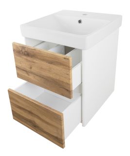 Подвесная тумба под раковину Misty Адриана 45см дуб Вотан/белый